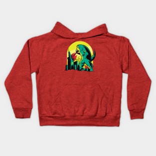 Godzilla monkey destroy city design Kids Hoodie